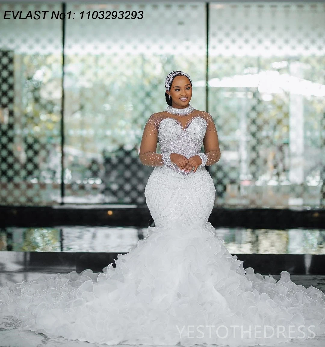 EVLAST Customized African Mermaid Wedding Dress Bridal Gown Lace Applique Long Sleeve Beaded Nigeria Black Women Marriage TMD51
EVLAST Customized African Mermaid Wedding Dress Bridal Gown Lace Applique Long Sleeve Beaded Nigeria Black Women Marriage TMD51