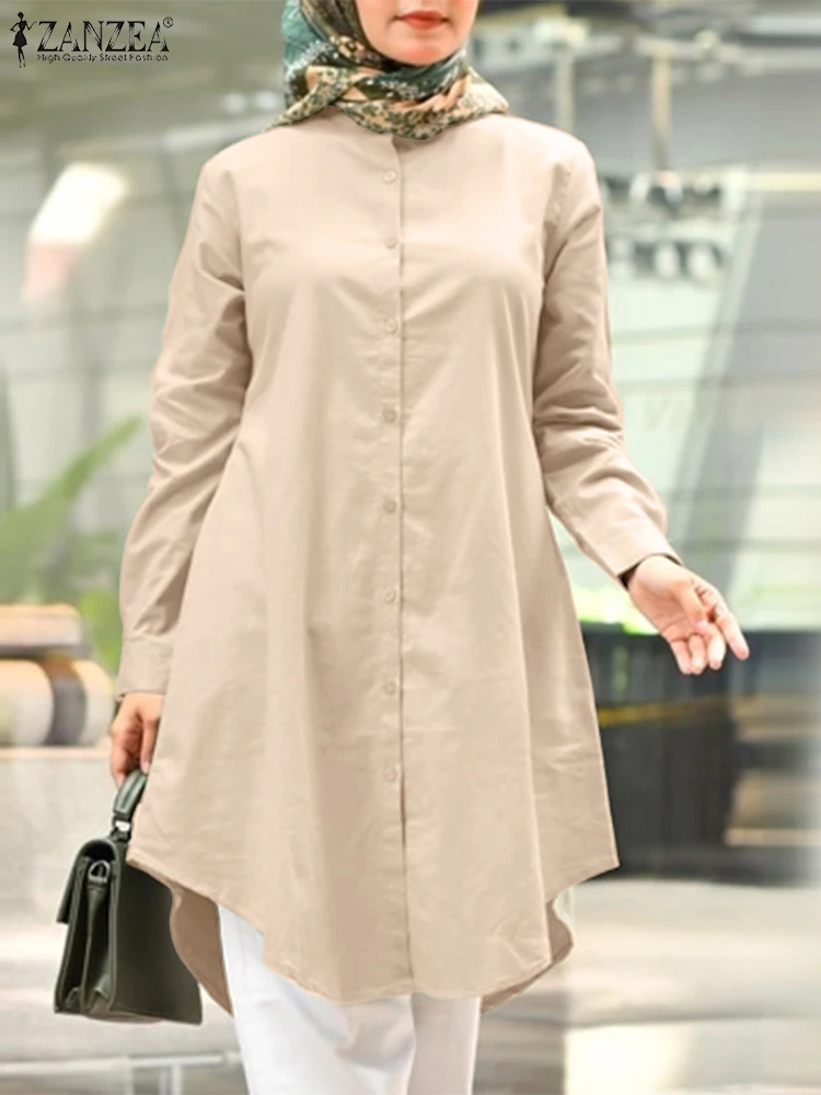 Fashion Women Shirt ZANZEA Muslim Abaya Elegant Solid Long Tops Casual Long Sleeve Button Blouse Loose Ramadan Blusas Kaftan 
Fashion Women Shirt ZANZEA Muslim Abaya Elegant Solid Long Tops Casual Long Sleeve Button Blouse Loose Ramadan Blusas Kaftan