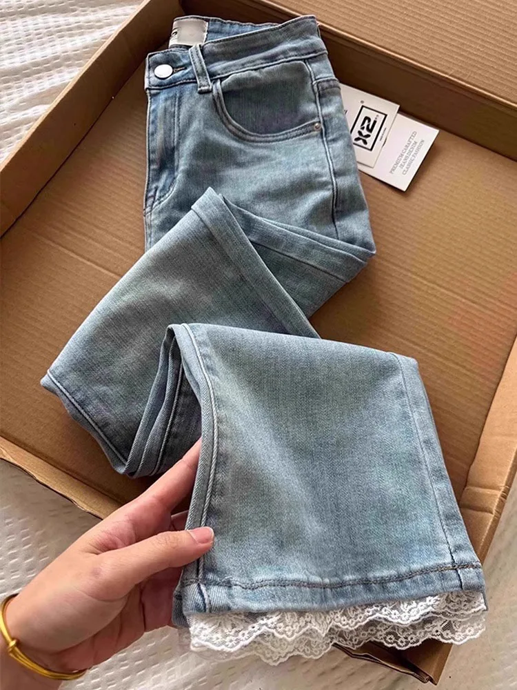 Джинсы-колокольчики с высокой талией, женские расклешенные джинсовые брюки с кружевной отделкой, утягивающие леггинсы большого размера с девятью точками
Джинсы-колокольчики с высокой талией, женские расклешенные джинсовые брюки с кружевной отделкой, утягивающие леггинсы большого размера с девятью точками