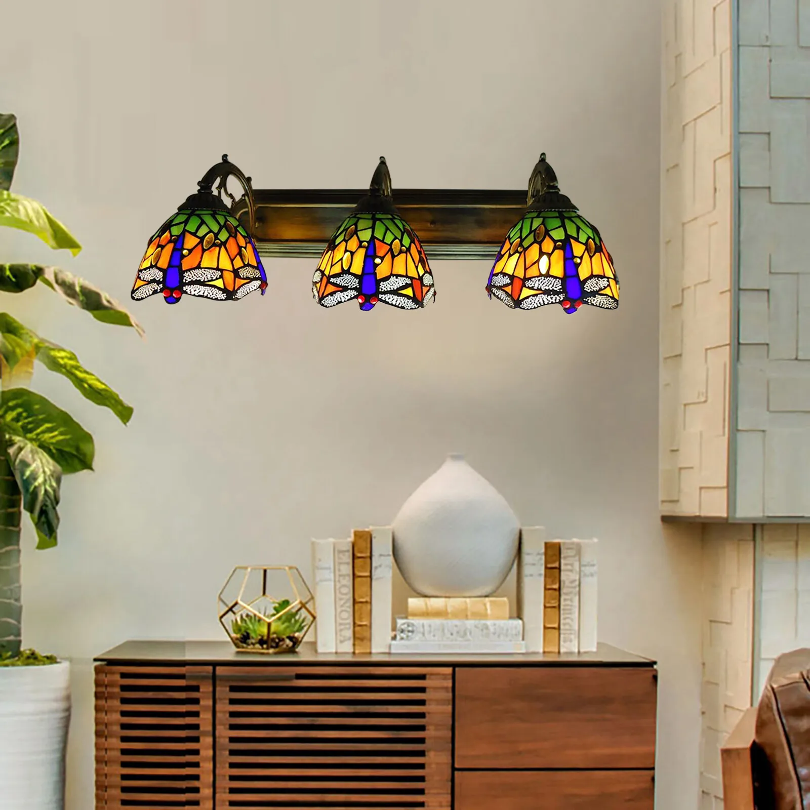 Wall Sconce Lamp Tiffany Vanity Light Fixtures 3-Light Stained Glass Lampshade
Wall Sconce Lamp Tiffany Vanity Light Fixtures 3-Light Stained Glass Lampshade