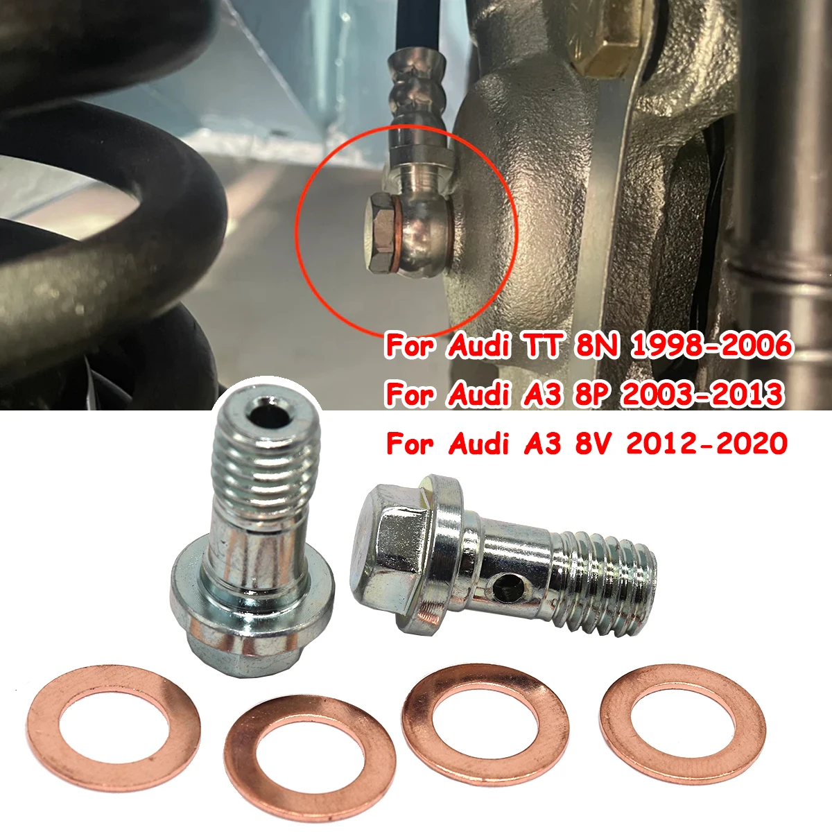 Front Left Right Caliper Hose Lines Banjo Fittings Bolts Copper Sealing Crush Washers Replacement Kit For Audi A3 8P 8V TT 8N
Front Left Right Caliper Hose Lines Banjo Fittings Bolts Copper Sealing Crush Washers Replacement Kit For Audi A3 8P 8V TT 8N