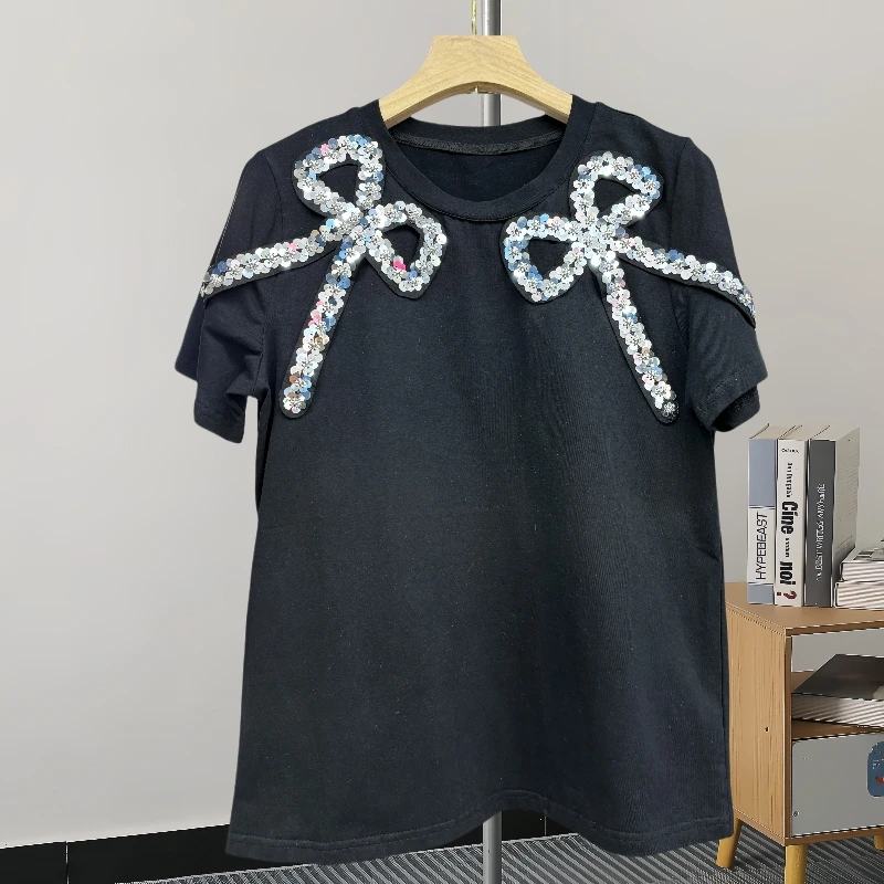 Black,Summer,Korean,Style,Beading,T-Shirt,Chic,Sexy,O-Neck,Three-dimensional,Bowknot,Women,Tops,Short Sleeve,3D,Tees,New,55904
Black,Summer,Korean,Style,Beading,T-Shirt,Chic,Sexy,O-Neck,Three-dimensional,Bowknot,Women,Tops,Short Sleeve,3D,Tees,New,55904