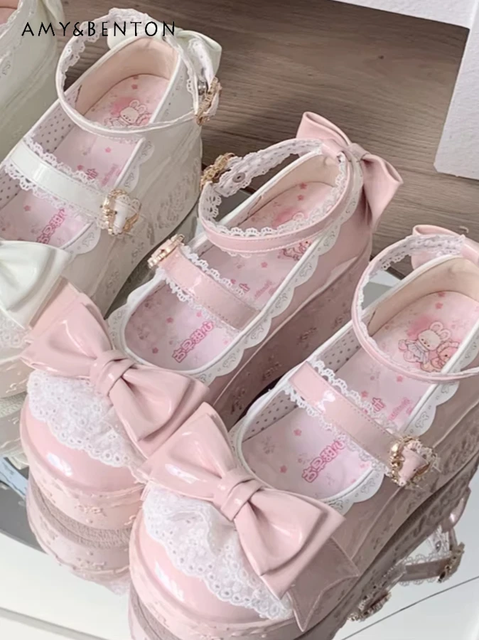 Cute Sweet Girl's Elegant Heavy-duty Lolita Mary Jane Shoes Bow Lace Stitching Round Toe PU Thick-soled Princess Shoes for Women
Cute Sweet Girl's Elegant Heavy-duty Lolita Mary Jane Shoes Bow Lace Stitching Round Toe PU Thick-soled Princess Shoes for Women