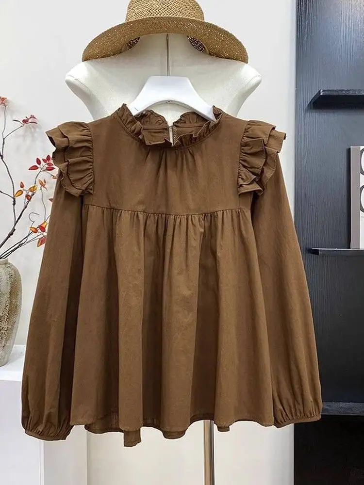 Retro Earlet Long Sve irt Women's Gentle Aosphere Slimming Versatile Doll Sle Top Casual Loose Fit Thin Material
Retro Earlet Long Sve irt Women's Gentle Aosphere Slimming Versatile Doll Sle Top Casual Loose Fit Thin Material