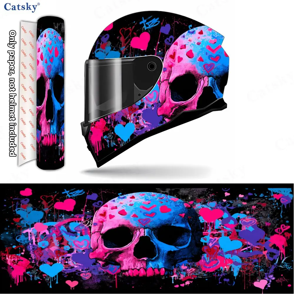 Graffiti Heart Skull Helmet Vinyl Wraps, Waterproof Scratch-Resistant Full Face Helmet Decals, Durable PVC Decoration Protection
Graffiti Heart Skull Helmet Vinyl Wraps, Waterproof Scratch-Resistant Full Face Helmet Decals, Durable PVC Decoration Protection