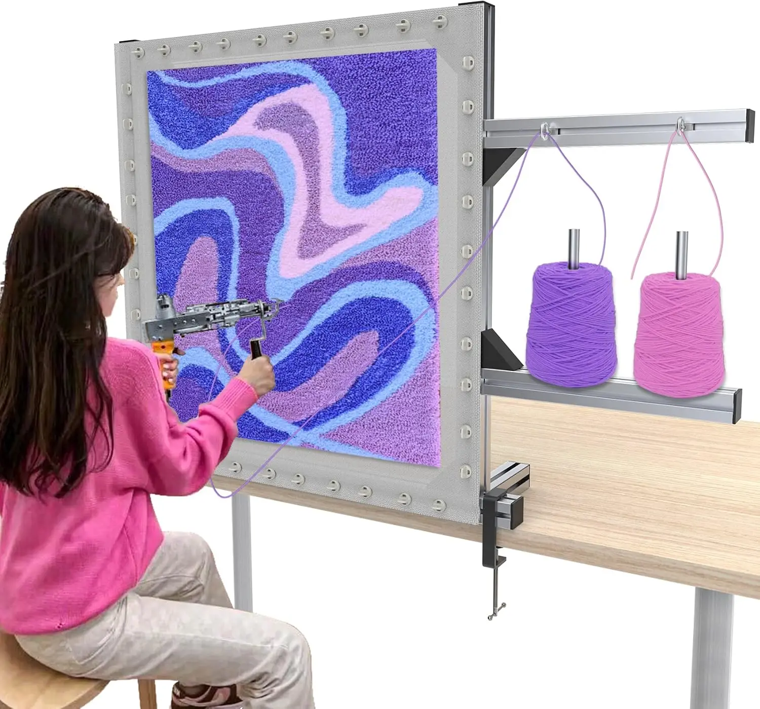 Rug Tufting Frame Kit 27 5 Newest Aluminum Metal Frame for Rug Making Primary Tufting Cloth Stand Supplies
Rug Tufting Frame Kit 27 5 Newest Aluminum Metal Frame for Rug Making Primary Tufting Cloth Stand Supplies