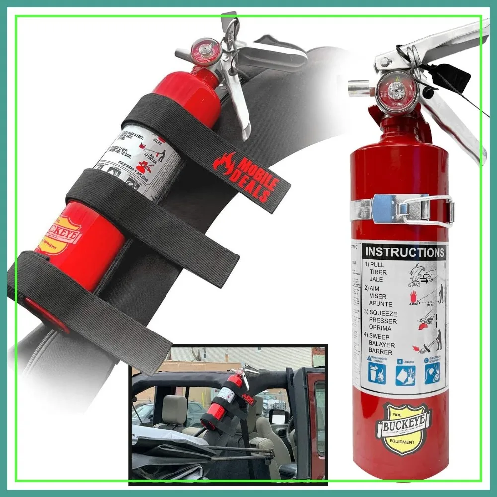 Dry Chemical 2.5 lbs Fire Extinguisher with Vehicle Bracket and Adjustable Roll Bar Holder Mount for Jeep Wrangler Unlimited, CJ, JK, TJ - Durable Strap
Dry Chemical 2.5 lbs Fire Extinguisher with Vehicle Bracket and Adjustable Roll Bar Holder Mount for Jeep Wrangler Unlimited, CJ, JK, TJ - Durable Strap