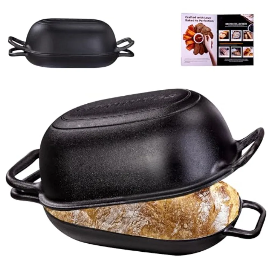 Oval Dutch Oven for Bread Baking 12 x 8 Inch Pre-Seasoned Cast Iron Bread Oven for Sourdough Dutch Oven Bread Loaf Pan for a Cr
Oval Dutch Oven for Bread Baking 12 x 8 Inch Pre-Seasoned Cast Iron Bread Oven for Sourdough Dutch Oven Bread Loaf Pan for a Cr