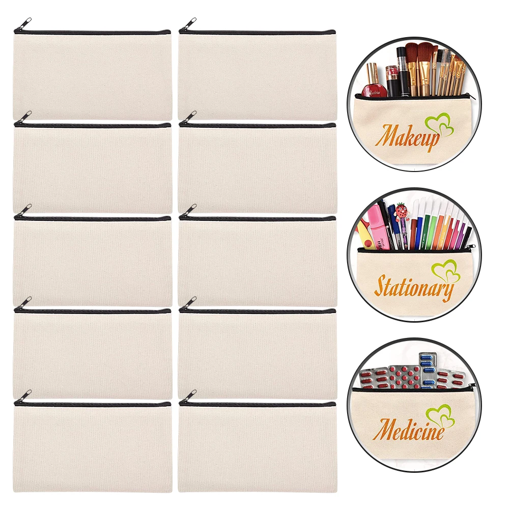 10 Pcs Blank Pencil Bag Practical Makeup Sublimation Bags Craft Tote Zipper Canvas Pouches for Crafts Travel
10 Pcs Blank Pencil Bag Practical Makeup Sublimation Bags Craft Tote Zipper Canvas Pouches for Crafts Travel