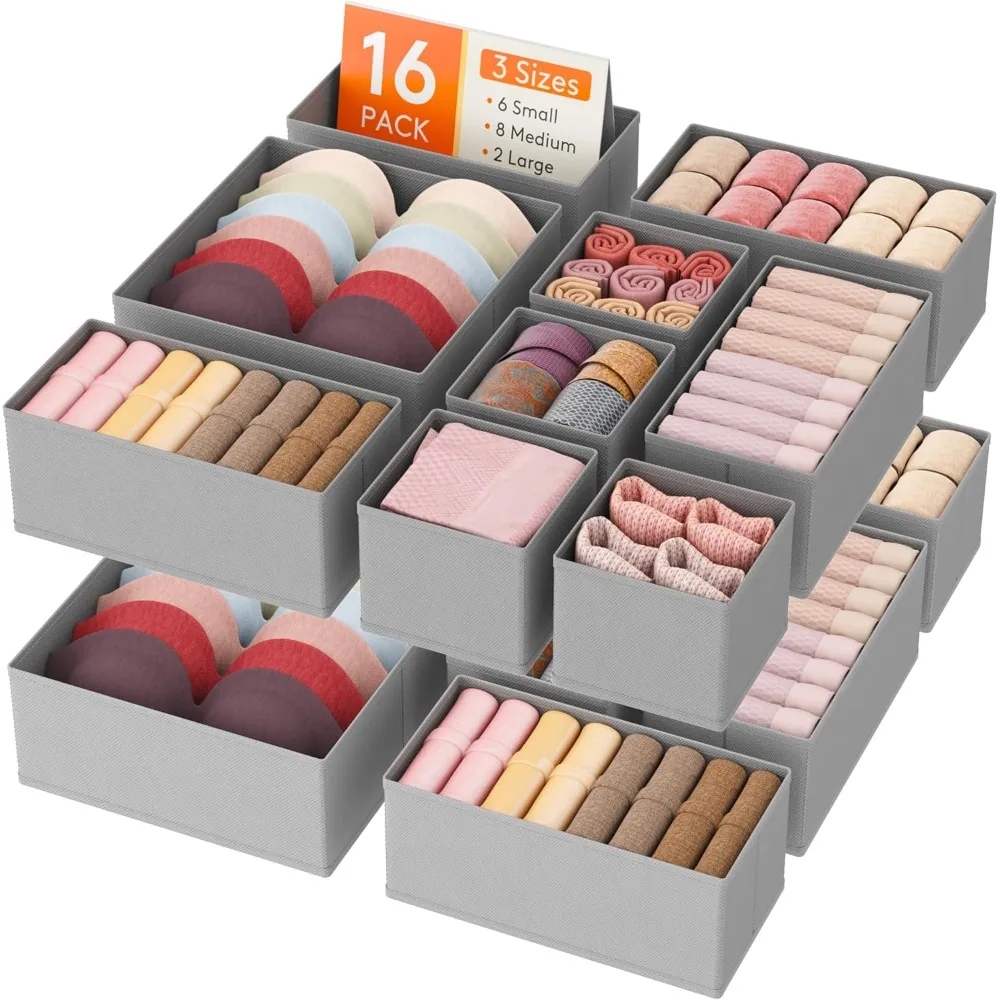 Drawer Organizer Clothes for Closet 16 Pack, 3 Sizes Underwear Wardrobe Drawer Dividers, Fabric Foldable Dresser Storage Organi
Drawer Organizer Clothes for Closet 16 Pack, 3 Sizes Underwear Wardrobe Drawer Dividers, Fabric Foldable Dresser Storage Organi