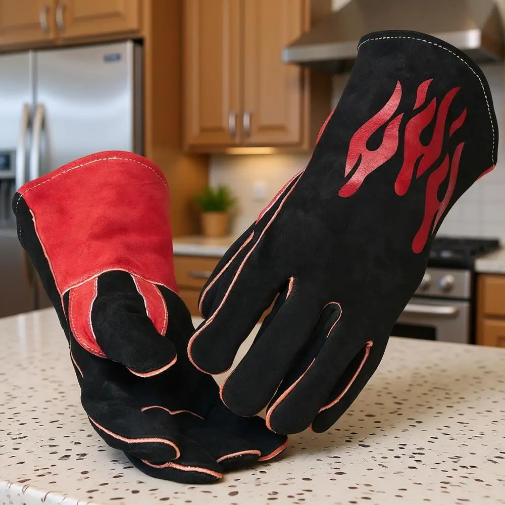 Кожаные сварочные перчатки (14-й класс защиты) с кевларовой строчкой для MIG/дуговой сварки - черные и красные варианты
Кожаные сварочные перчатки (14-й класс защиты) с кевларовой строчкой для MIG/дуговой сварки - черные и красные варианты