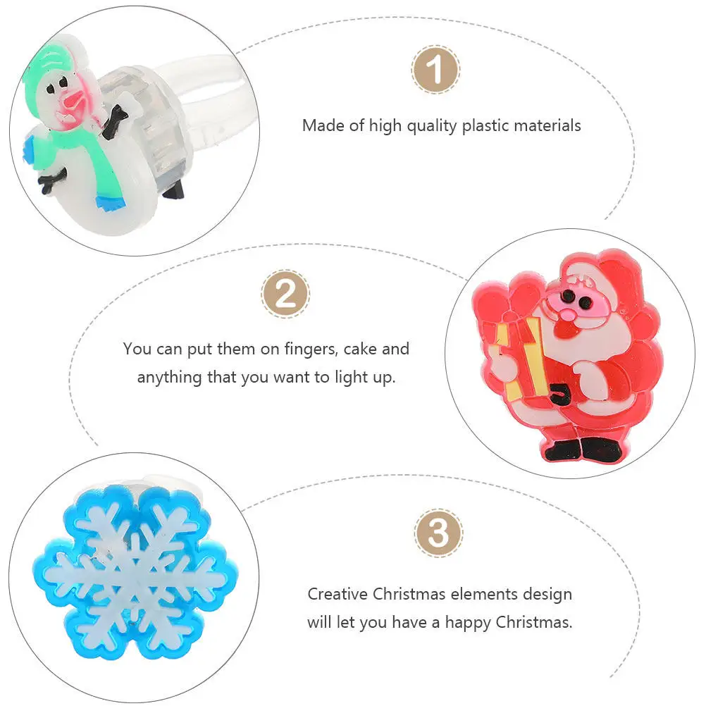 72pcs Flashing Rings Christmas Luminous Rings Light Up Snowflake Santa Claus Party Playthings Finger Accessories For Trick Or
72pcs Flashing Rings Christmas Luminous Rings Light Up Snowflake Santa Claus Party Playthings Finger Accessories For Trick Or
