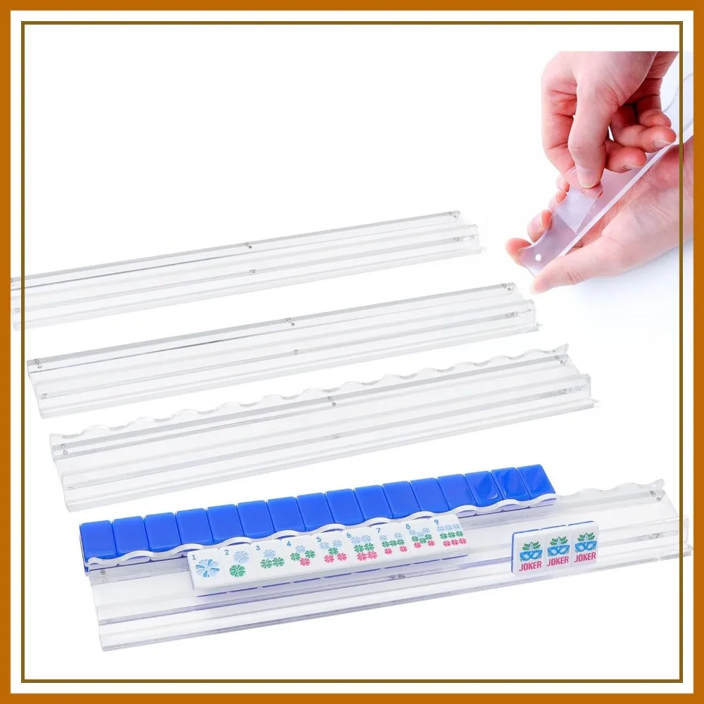 Set of 4 Clear Acrylic Mahjong Racks with Pushers for American Mahjong Tiles, 19.7" Long
Set of 4 Clear Acrylic Mahjong Racks with Pushers for American Mahjong Tiles, 19.7" Long