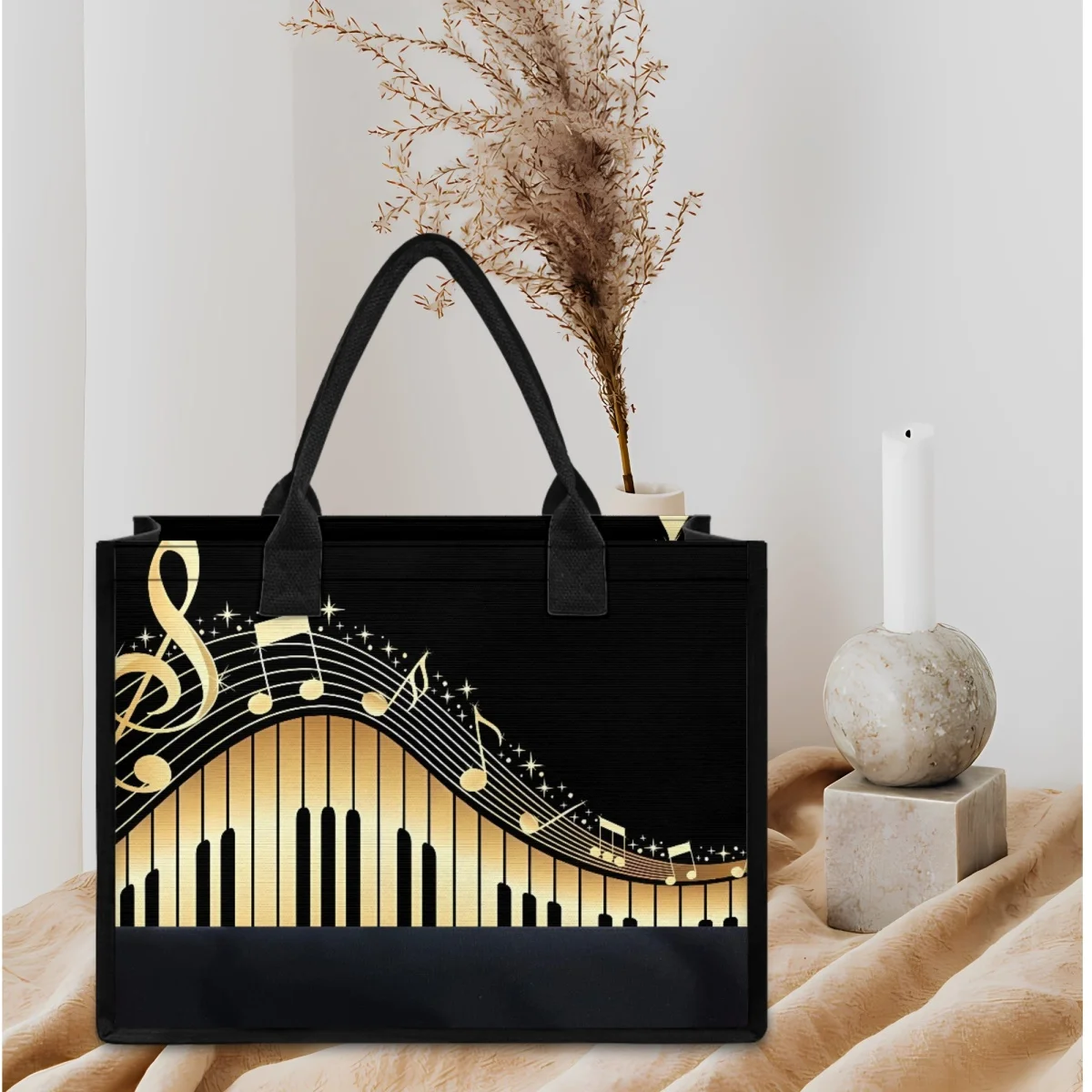 Drop Ship Golden Notes Piano Keys Music Art Handbag Large Capacity Leisure Travel Storage Shoulder Bag Totes for Women Sac Plage
Drop Ship Golden Notes Piano Keys Music Art Handbag Large Capacity Leisure Travel Storage Shoulder Bag Totes for Women Sac Plage