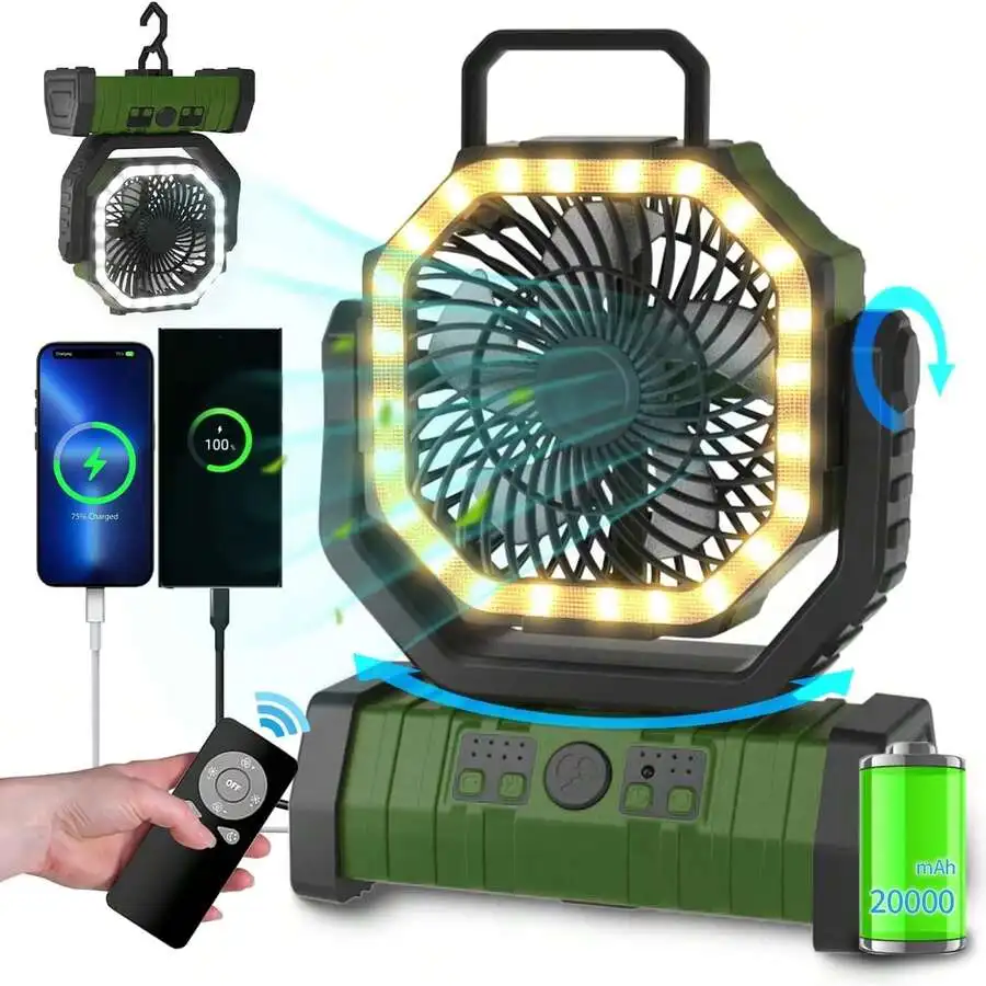 BDQ 20000mAh 1PC Portable Rechargeable Fan - Camping Fan For Tent,Fan 3-In-1 Camping Fan USB Fan With Light & Remote For Indoor,Cordless Fan Can Be Hung Upsde Down,Outdoor, Tent, Travel, BBQ, Fishing, Jobsite
BDQ 20000mAh 1PC Portable Rechargeable Fan - Camping Fan For Tent,Fan 3-In-1 Camping Fan USB Fan With Light & Remote For Indoor,Cordless Fan Can Be Hung Upsde Down,Outdoor, Tent, Travel, BBQ, Fishing, Jobsite