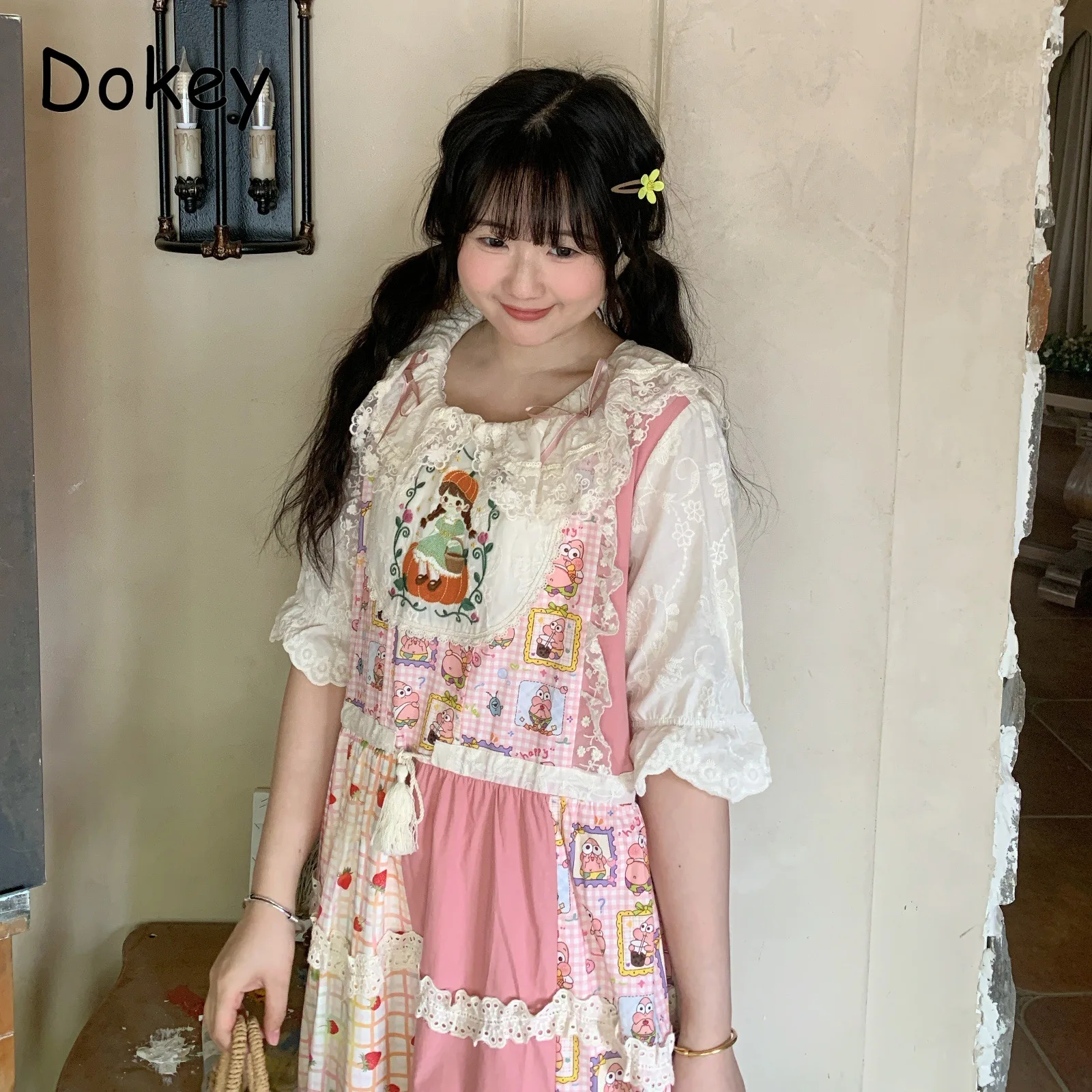 Vintage Patchwork Cotton Linen Dress Women Summer Mori Girl Embroidery Doll Collar Kawaii Dress Casual Lace-up Loose Vestidos
Vintage Patchwork Cotton Linen Dress Women Summer Mori Girl Embroidery Doll Collar Kawaii Dress Casual Lace-up Loose Vestidos