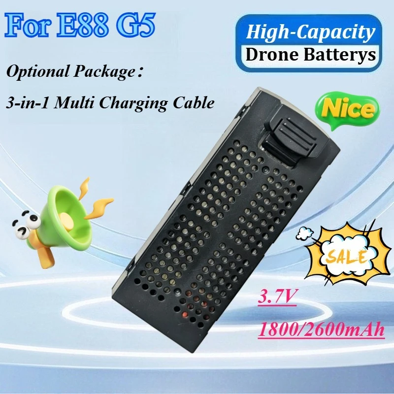 New 3.7V 1800/2600mAh Drone Battery for E88 G5 RC Quadcopter Spare Parts Large Capacity Modular Li-Po Battery USB Charging Set
New 3.7V 1800/2600mAh Drone Battery for E88 G5 RC Quadcopter Spare Parts Large Capacity Modular Li-Po Battery USB Charging Set
