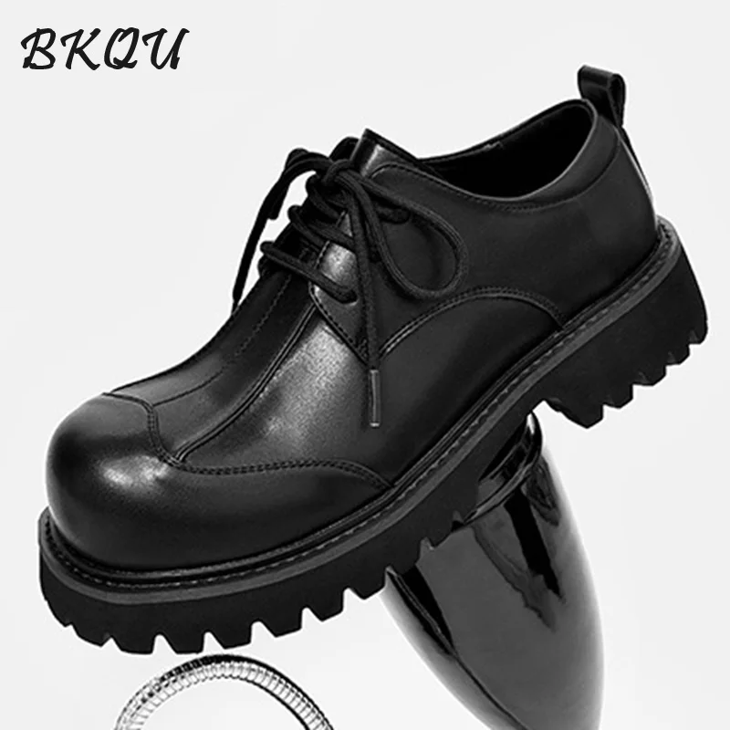 BKQU Thick-soled Derby Shoes Men's Casual Big-headed Height-increasing Black Small Leather Shoes Men's British Round Head 
BKQU Thick-soled Derby Shoes Men's Casual Big-headed Height-increasing Black Small Leather Shoes Men's British Round Head