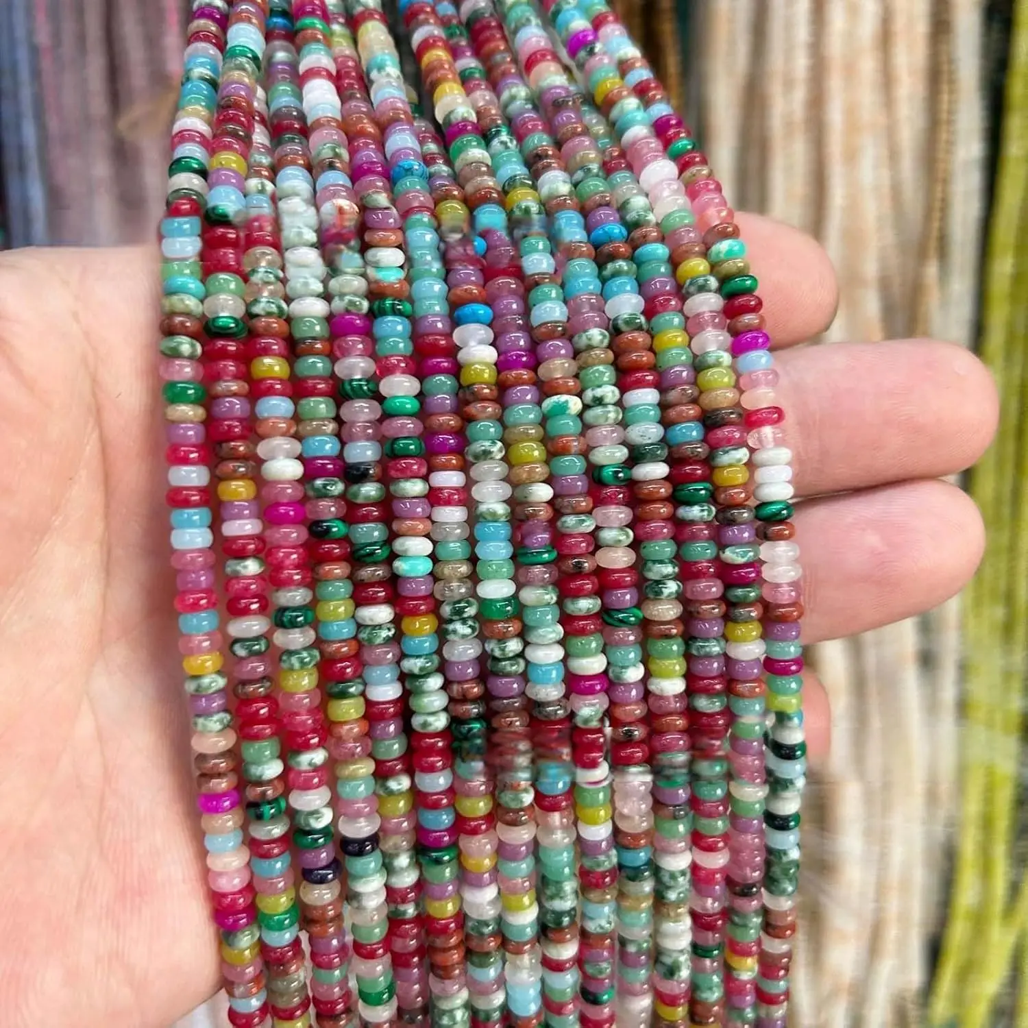 Natural Multicolor Rondelle Beads 4mm Stone Disk Spacer Beads for DIY Jewelry Making 1 Strand 152pcs
Natural Multicolor Rondelle Beads 4mm Stone Disk Spacer Beads for DIY Jewelry Making 1 Strand 152pcs