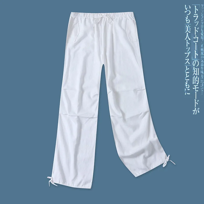 High Waist Cotton Linen Straight Leg Pants Elastic Waist Loose Wide Leg Long Trousers Spring Summer New Women's Casual Pants
High Waist Cotton Linen Straight Leg Pants Elastic Waist Loose Wide Leg Long Trousers Spring Summer New Women's Casual Pants