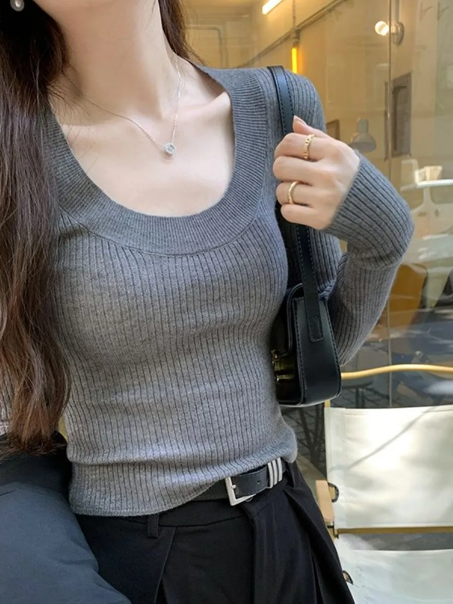 Women's Knitted U-Neck Base Shirt Slim Fit Inner Wear Versatile Short Top Set Gentle Korean Style Autumn Winter New Arrival
Women's Knitted U-Neck Base Shirt Slim Fit Inner Wear Versatile Short Top Set Gentle Korean Style Autumn Winter New Arrival