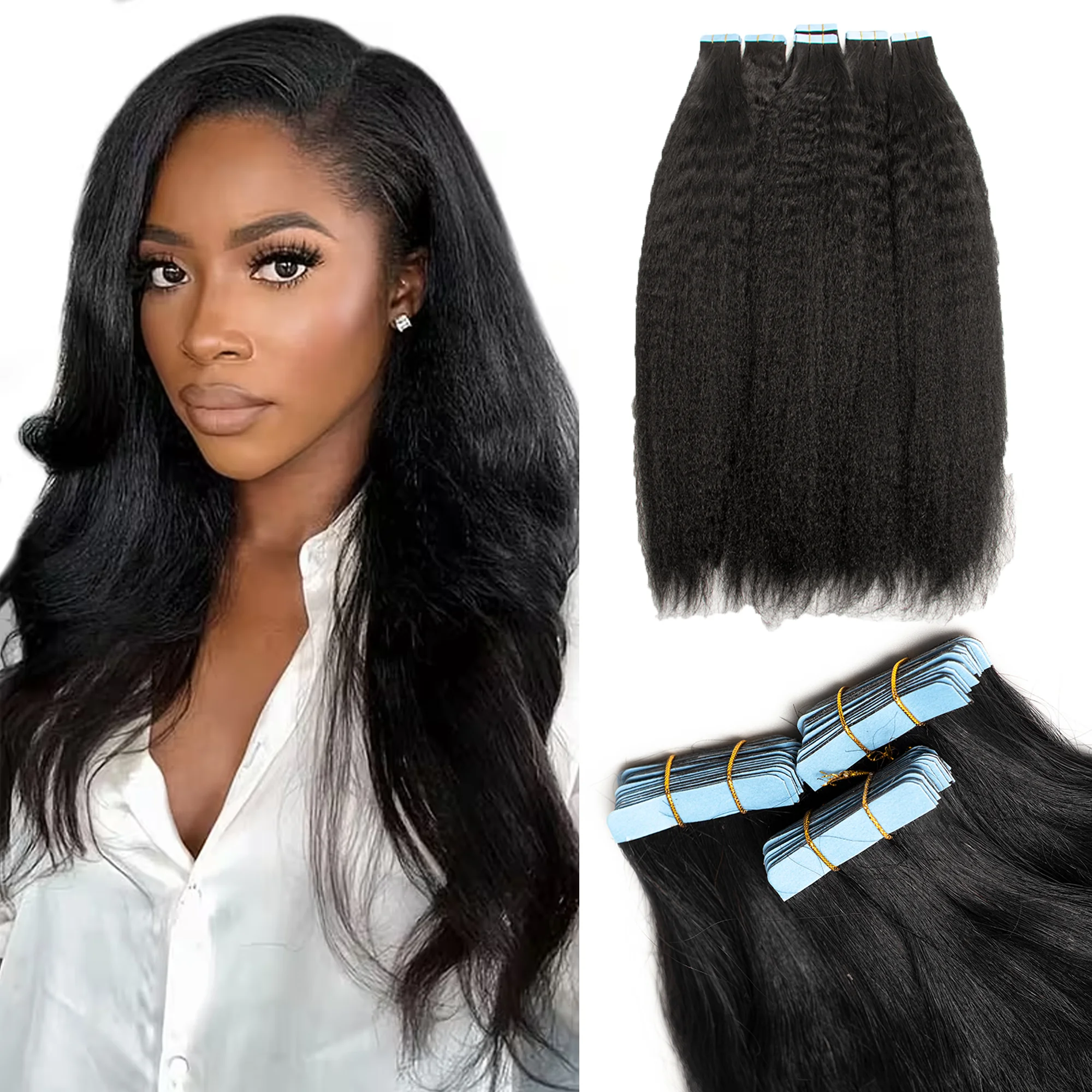 20pcs Kinky Straight Tape In Human Hair Extensions Remy Hair Natural Black Can Be Curled & Straightened Heat Friendly
20pcs Kinky Straight Tape In Human Hair Extensions Remy Hair Natural Black Can Be Curled & Straightened Heat Friendly