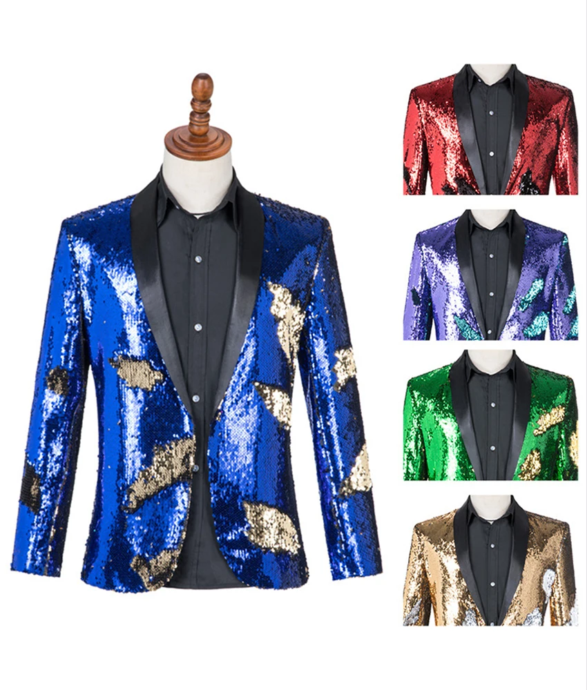2025 New color-changing men's sequin reversible performance suit, singer host stage performance V-neck coat. Celebrity Gowns
2025 New color-changing men's sequin reversible performance suit, singer host stage performance V-neck coat. Celebrity Gowns