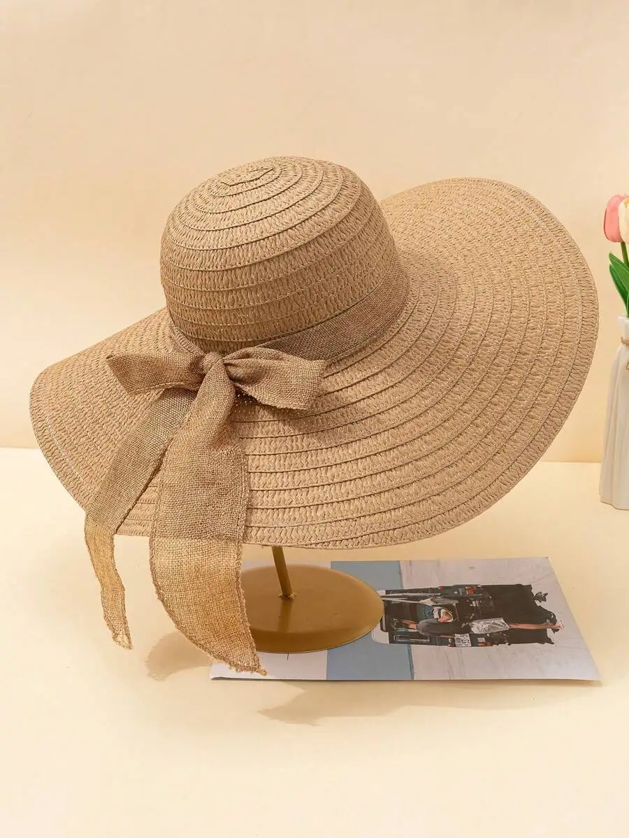 Womens Wide Brim Straw Sun Hat With Bow Decorative Beach Hat
Womens Wide Brim Straw Sun Hat With Bow Decorative Beach Hat
