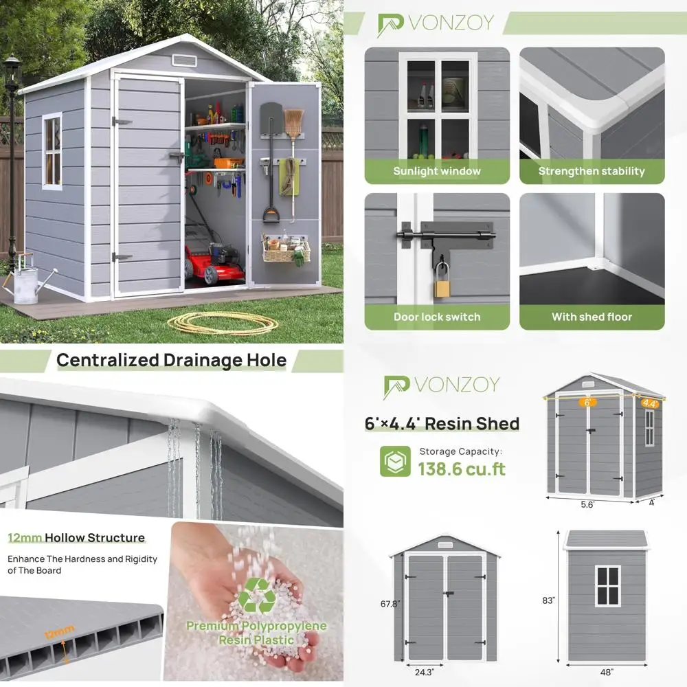 Наружные навесы для хранения из смолы 6x4,5 футов, запираемые двери, окна, водонепроницаемые пластиковые садовые инструменты для хранения велосипедов
Наружные навесы для хранения из смолы 6x4,5 футов, запираемые двери, окна, водонепроницаемые пластиковые садовые инструменты для хранения велосипедов