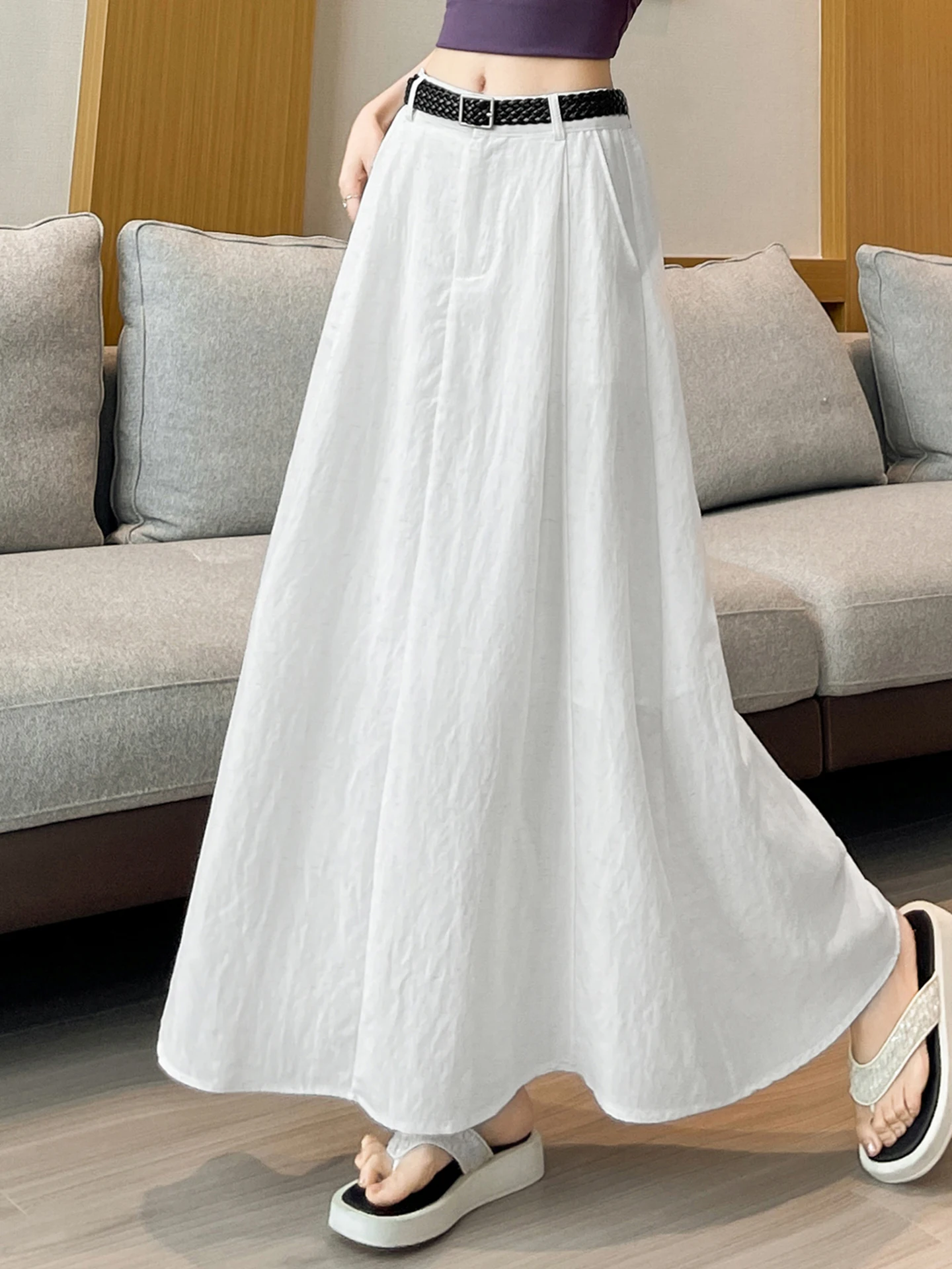 High Waist Draped A-Line Skirt Women's Cotton Linen Half Body Summer Pear Shape Hip Covering Long Slimming Skirt Commute Style
High Waist Draped A-Line Skirt Women's Cotton Linen Half Body Summer Pear Shape Hip Covering Long Slimming Skirt Commute Style