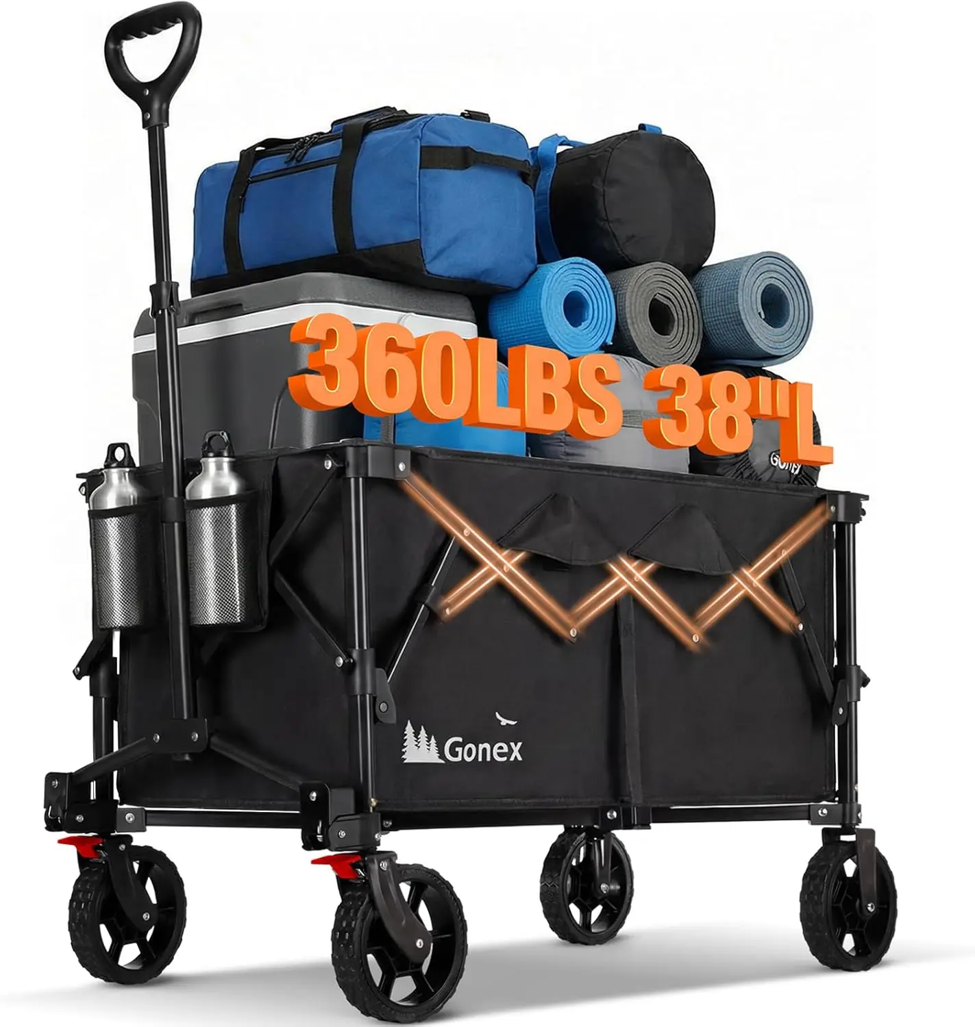 38" Extra Long Foldable Wagon Cart, 360lbs Capacity, 220L Utility Cart with Detachable 360° Wheels for Grocery Camping Beach
38" Extra Long Foldable Wagon Cart, 360lbs Capacity, 220L Utility Cart with Detachable 360° Wheels for Grocery Camping Beach