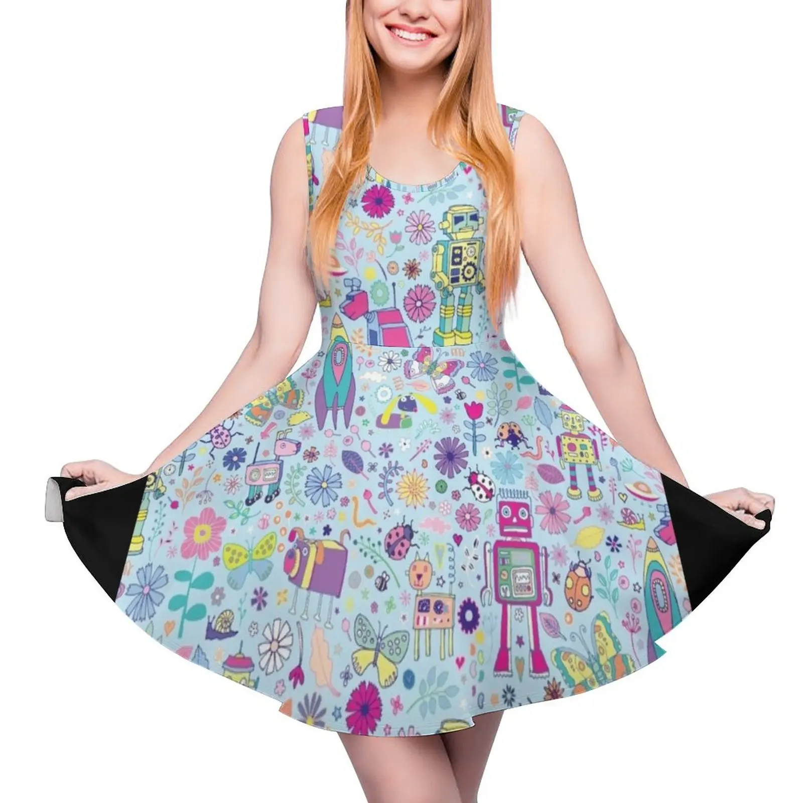 Electric Dreams - fun floral robot pattern by Cecca Designs Sleeveless Dress birthday dress
Electric Dreams - fun floral robot pattern by Cecca Designs Sleeveless Dress birthday dress