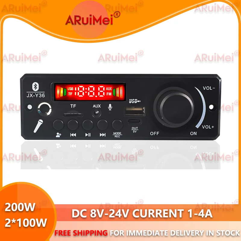 2x100W Car Bluetooth 5.0 Amplifier Board, MP3 Decoder with FM Radio/TF/USB/Recording/Handsfree Call DC 8-24V Stereo Audio System
2x100W Car Bluetooth 5.0 Amplifier Board, MP3 Decoder with FM Radio/TF/USB/Recording/Handsfree Call DC 8-24V Stereo Audio System
