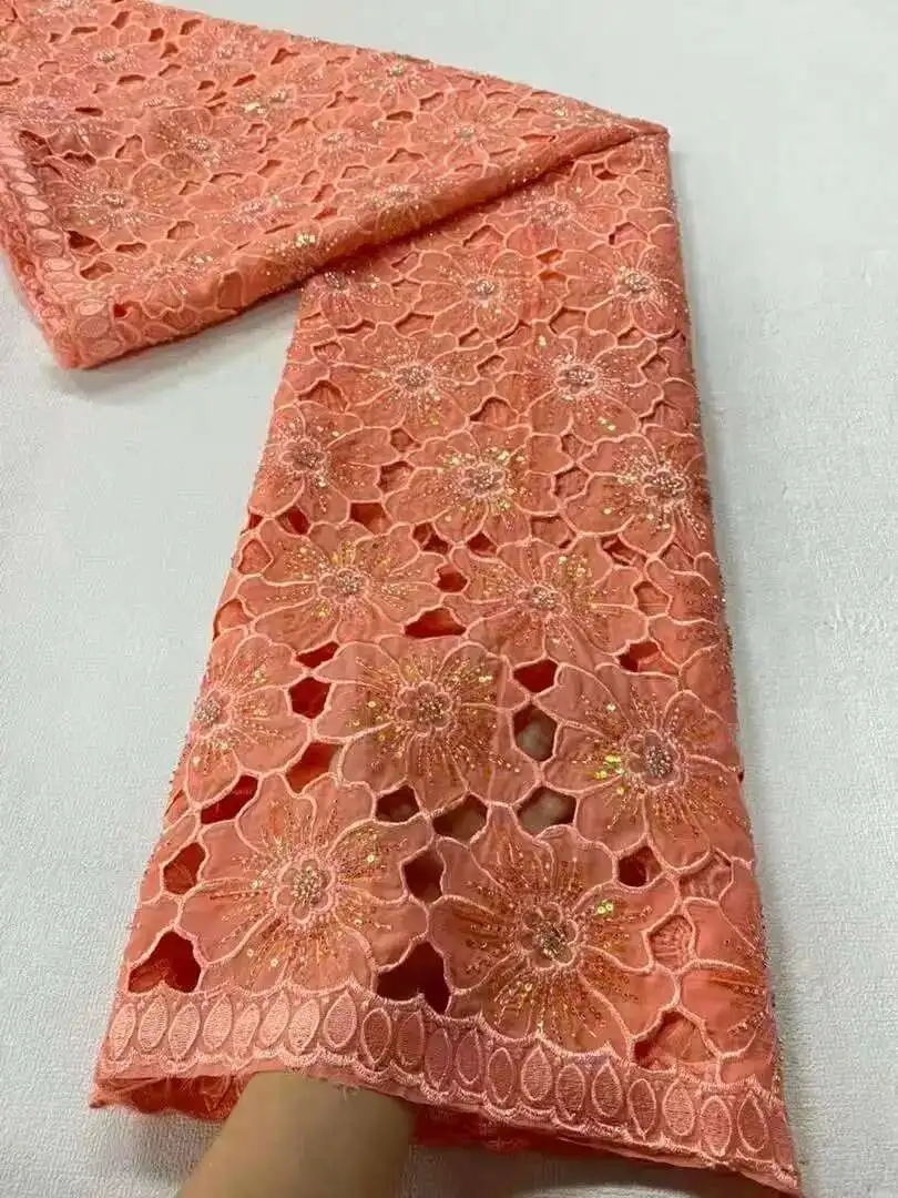 Luxury Gold African Guipure Cord Lace Fabric Embroidery 2025 High Quality Laser Organza Lace With Stones For Wedding Dress
Luxury Gold African Guipure Cord Lace Fabric Embroidery 2025 High Quality Laser Organza Lace With Stones For Wedding Dress