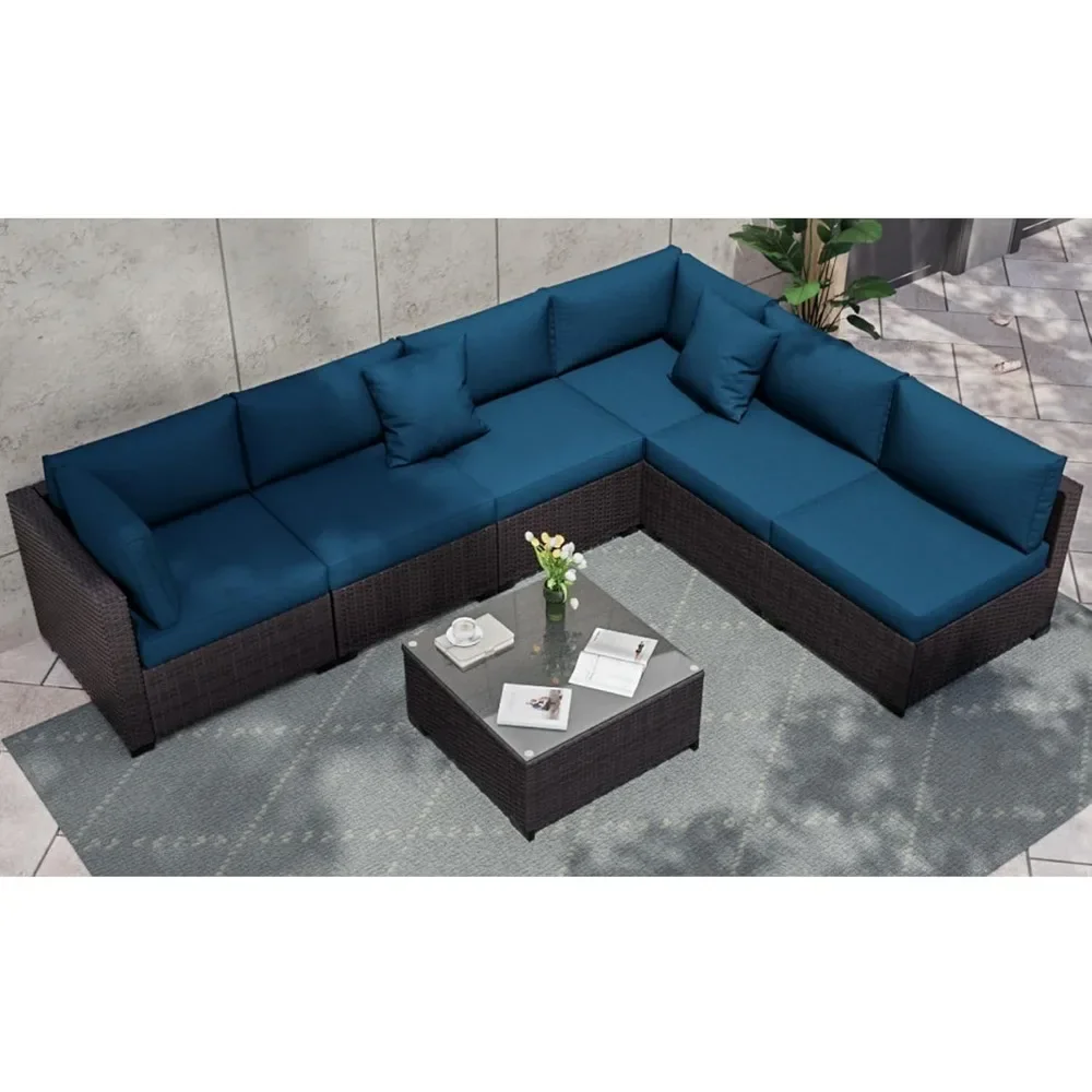 Patio Furniture Set 7 Pieces Conversation Sets, Outdoor Sectional Sofa, All-Weather PE Rattan Modular Sofa with Cushions
Patio Furniture Set 7 Pieces Conversation Sets, Outdoor Sectional Sofa, All-Weather PE Rattan Modular Sofa with Cushions