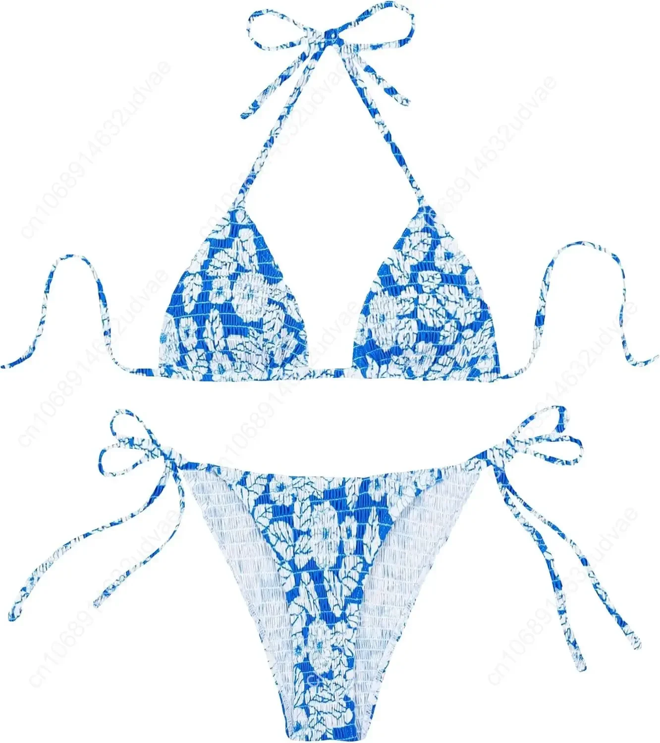 Floral Stripe Pattern Women's Summer Halter Tie Side Triangle Bikini Set High Cut 2 Piece Bikini Swimsuit Bathing Suit
Floral Stripe Pattern Women's Summer Halter Tie Side Triangle Bikini Set High Cut 2 Piece Bikini Swimsuit Bathing Suit