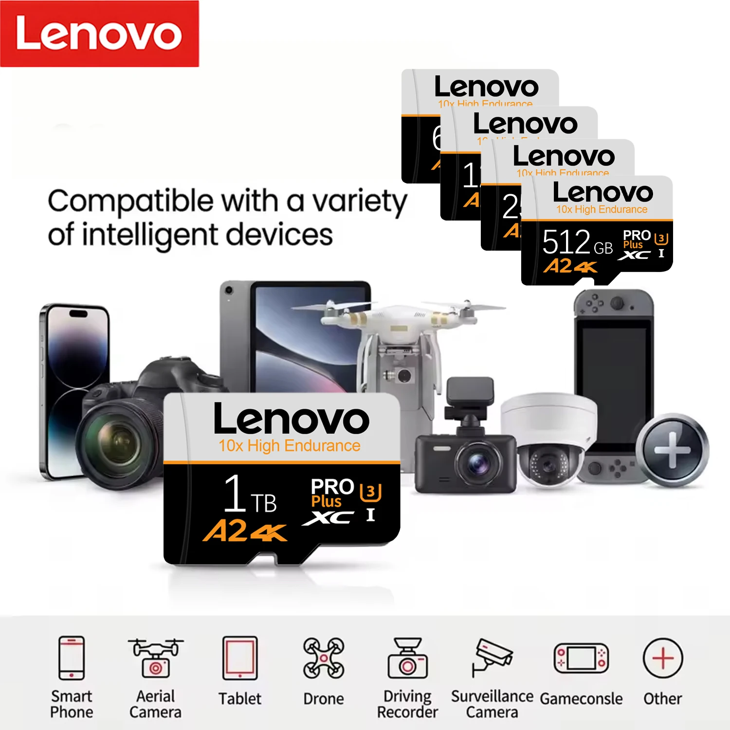 Lenovo Micro SD Card 1TB High Speed Cartao De Memoria 512GB 256GB 128GB 64GB Class 10 U3 V30 TF Flash Cards For Phone Camera PC
Lenovo Micro SD Card 1TB High Speed Cartao De Memoria 512GB 256GB 128GB 64GB Class 10 U3 V30 TF Flash Cards For Phone Camera PC