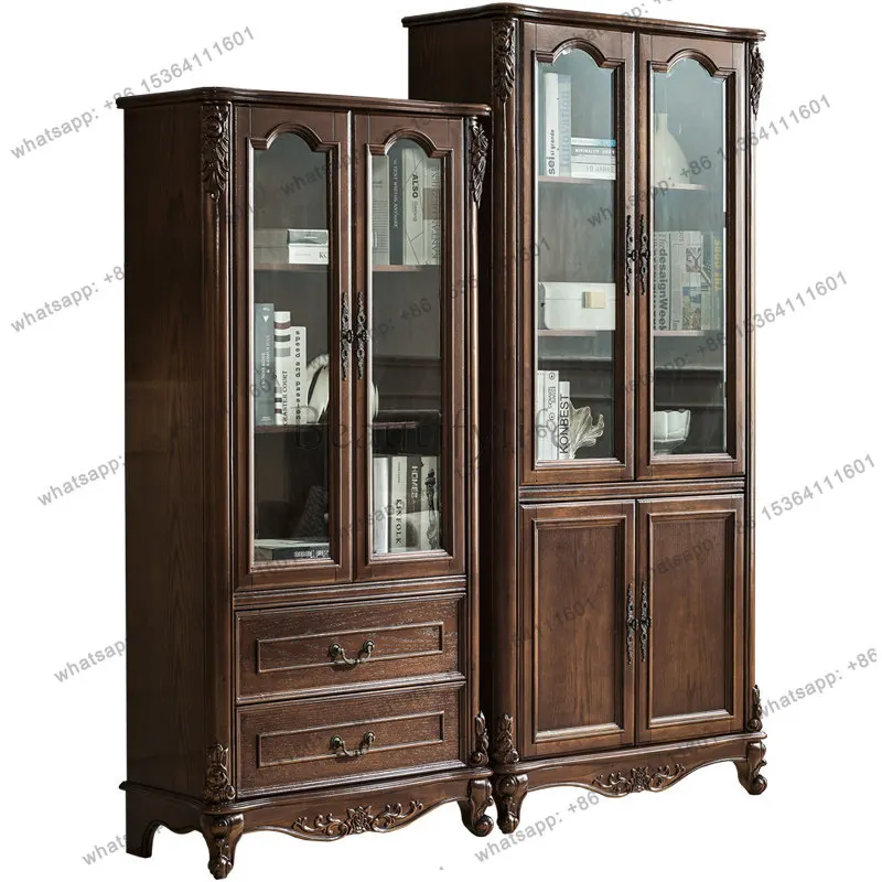 American solid wood dust-proof glass door vertical cabinet with door home display retro small bookcase against the wall
American solid wood dust-proof glass door vertical cabinet with door home display retro small bookcase against the wall