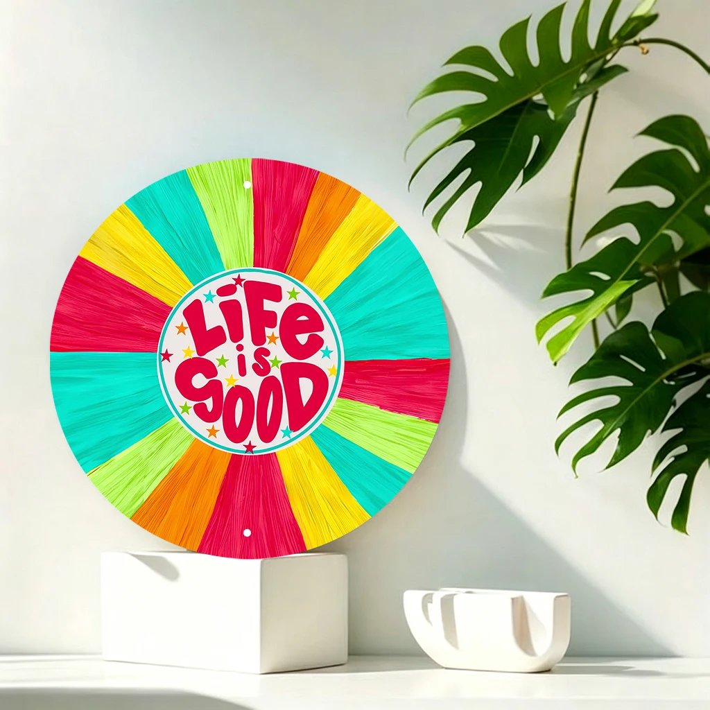 JIT 1-pc Rainbow radial ring LIFE IS GOOD bright text print round metal tin sign wall decor, hassle-free hanging structure, this stylish metal tin sign fits reading nook and bedroom for multi-scene wall decor, excellent daily home
JIT 1-pc Rainbow radial ring LIFE IS GOOD bright text print round metal tin sign wall decor, hassle-free hanging structure, this stylish metal tin sign fits reading nook and bedroom for multi-scene wall decor, excellent daily home