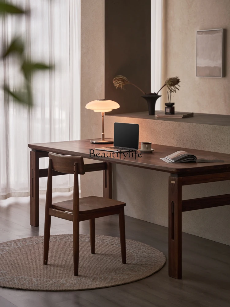 10Black walnut living room dining table large desk
10Black walnut living room dining table large desk