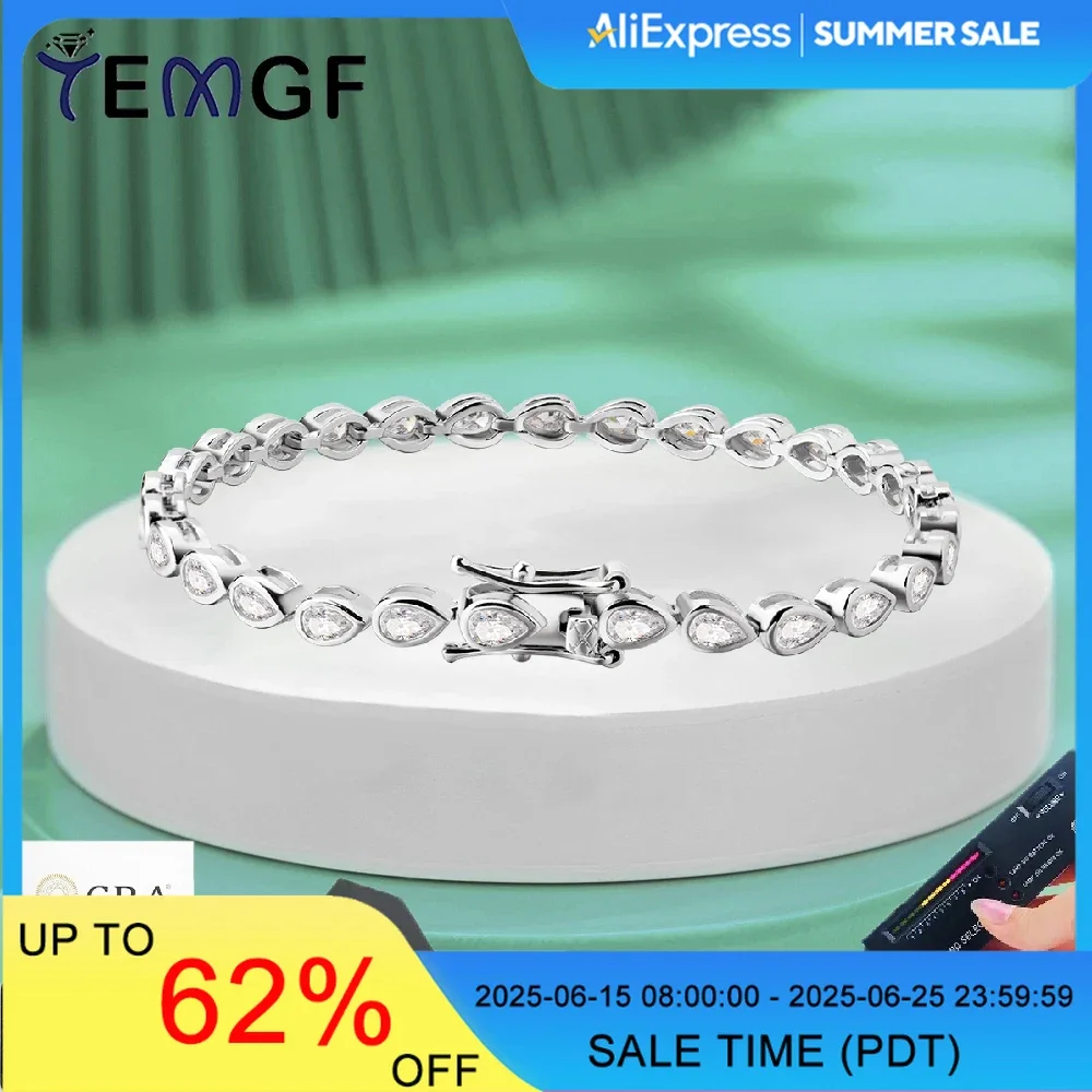 New Arrivals TEMGF Full Moissanite Bracelet Pea Cut With GRA S925 Sterling Silver Chain for Women Elegant Sparkling Fine Jewelry
New Arrivals TEMGF Full Moissanite Bracelet Pea Cut With GRA S925 Sterling Silver Chain for Women Elegant Sparkling Fine Jewelry