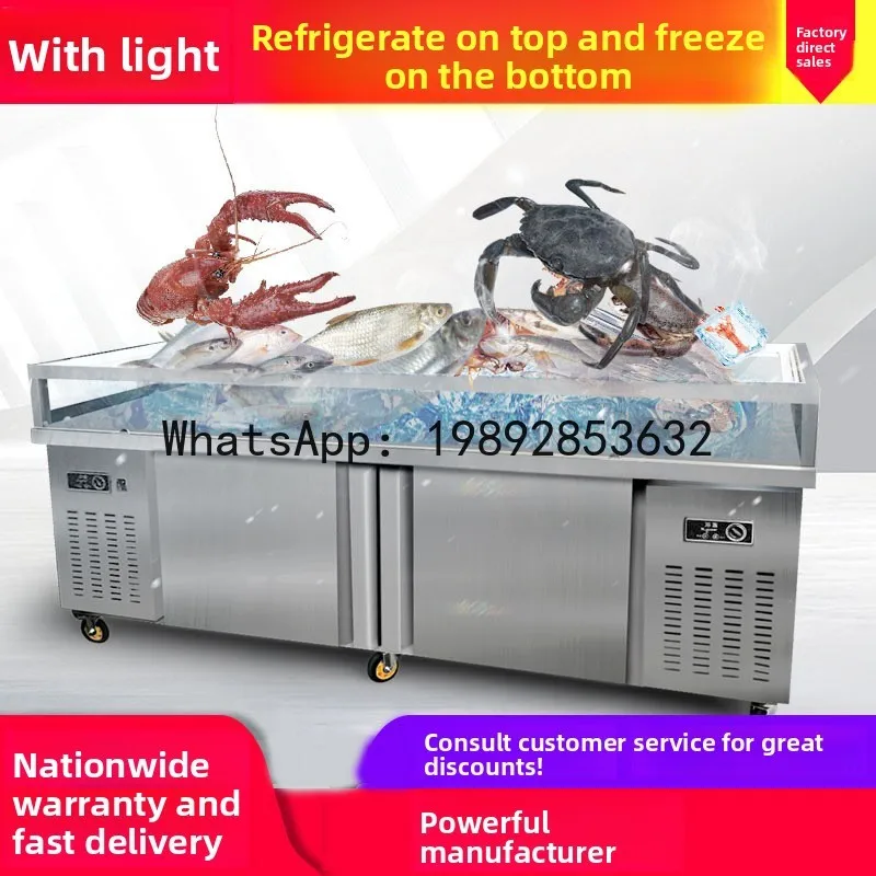 P30-Seafood ice display case refrigerated freezing chilled display counter with mist, order-to-order icebox, dual-temperature
P30-Seafood ice display case refrigerated freezing chilled display counter with mist, order-to-order icebox, dual-temperature