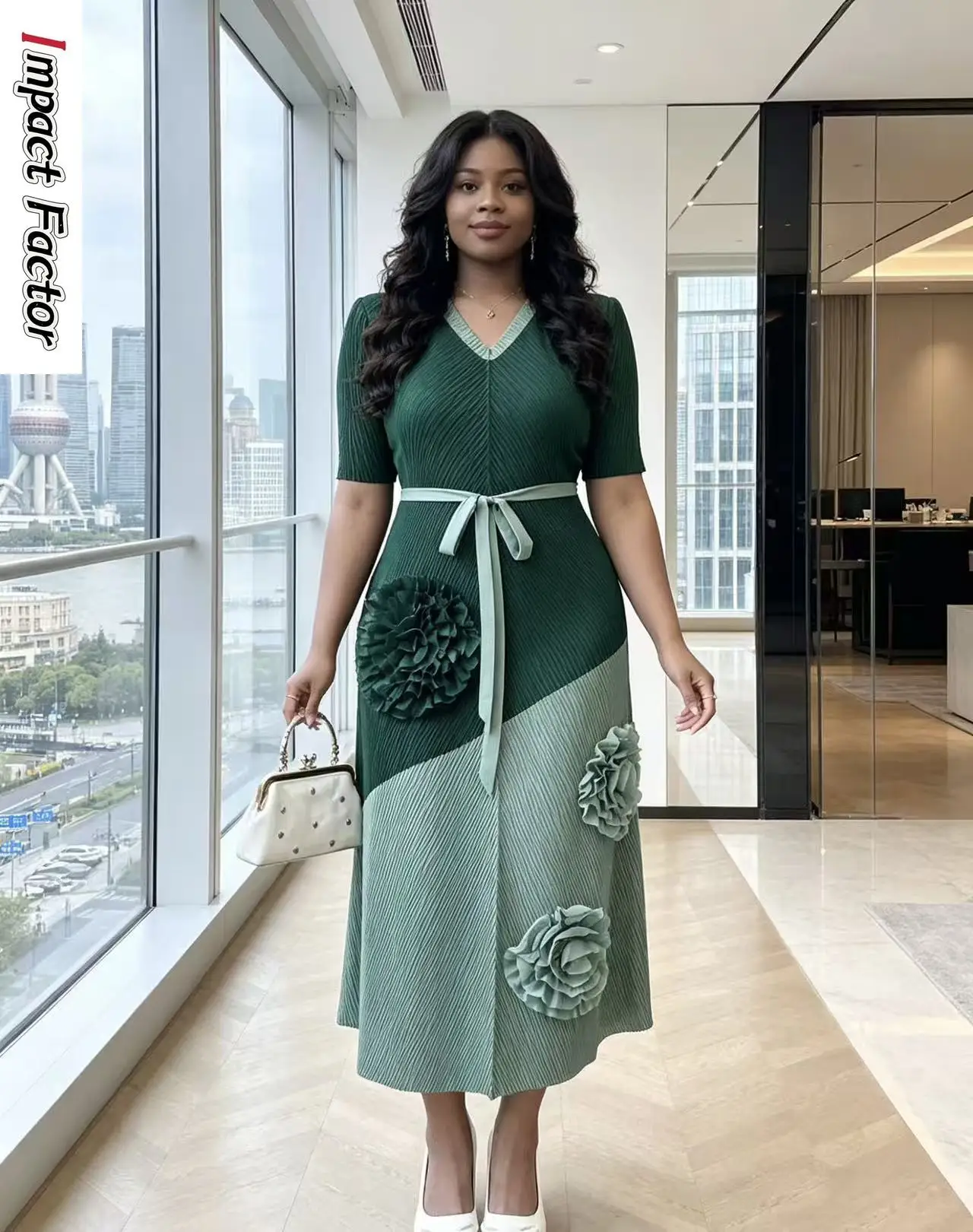 Miyake High-end Splicing Three-dimensional Flower Decorative Pleated V-neck Dress Summer New Loose Women's Clothing
Miyake High-end Splicing Three-dimensional Flower Decorative Pleated V-neck Dress Summer New Loose Women's Clothing