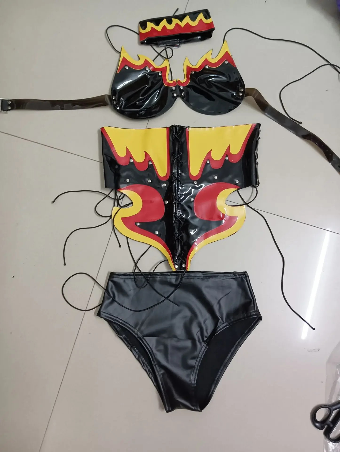 Adult Gogo Dancer Outfit Sexy Pu Leather Flame Bikini Pole Dancing Clothes Nightclub Dj Ds Clubwear Drag Queen Clothes
Adult Gogo Dancer Outfit Sexy Pu Leather Flame Bikini Pole Dancing Clothes Nightclub Dj Ds Clubwear Drag Queen Clothes