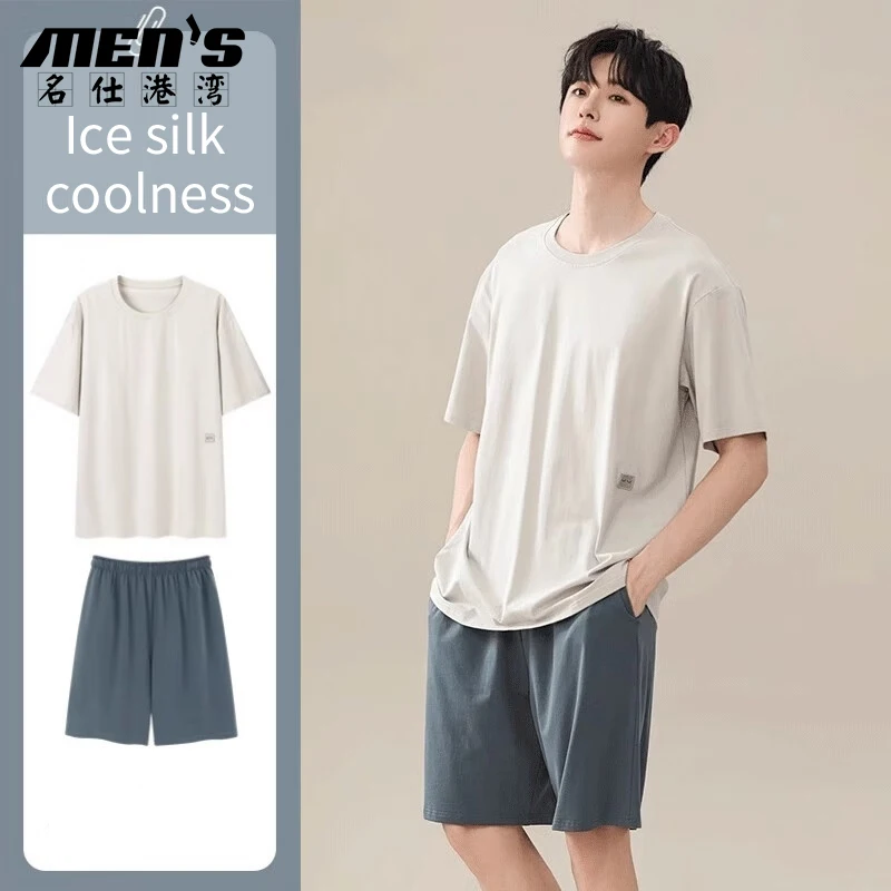 Men's pajamas summer ice silk short-sleeved shirt and shorts, new style, casual, large size, can be worn outside, cool feeling h
Men's pajamas summer ice silk short-sleeved shirt and shorts, new style, casual, large size, can be worn outside, cool feeling h
