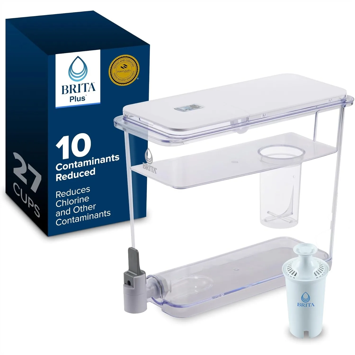 Water Dispenser with BritaPlus Filter, 27 Cup, Large, White - Reduces 2X Contaminants
Water Dispenser with BritaPlus Filter, 27 Cup, Large, White - Reduces 2X Contaminants