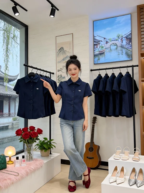 Casual Neck Short Sleeve Shirt Commute Simple Style Summer New Slimming Versatile Anti-Aging Top for Younger Look
Casual Neck Short Sleeve Shirt Commute Simple Style Summer New Slimming Versatile Anti-Aging Top for Younger Look