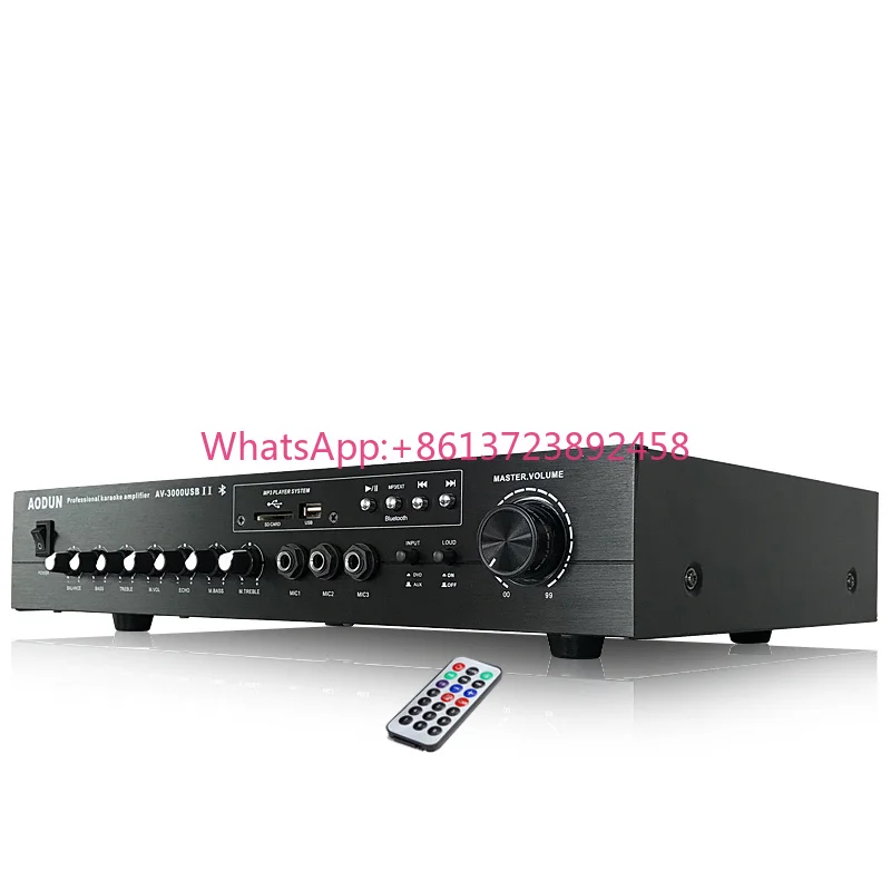 AV-3000 Remote Control 70W*2 2 Channel Class AB Echo Stereo Mixing Karaoke Amplifier OEM Speaker Supplier
AV-3000 Remote Control 70W*2 2 Channel Class AB Echo Stereo Mixing Karaoke Amplifier OEM Speaker Supplier
