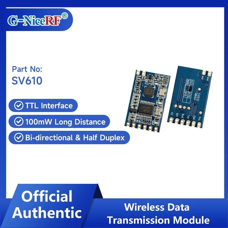 G-NiceRF | 2 PCS SV610 100mW Industrial TTL Port RF Transmitter And Receiver Module TTL Interface High Sensitivity
G-NiceRF | 2 PCS SV610 100mW Industrial TTL Port RF Transmitter And Receiver Module TTL Interface High Sensitivity