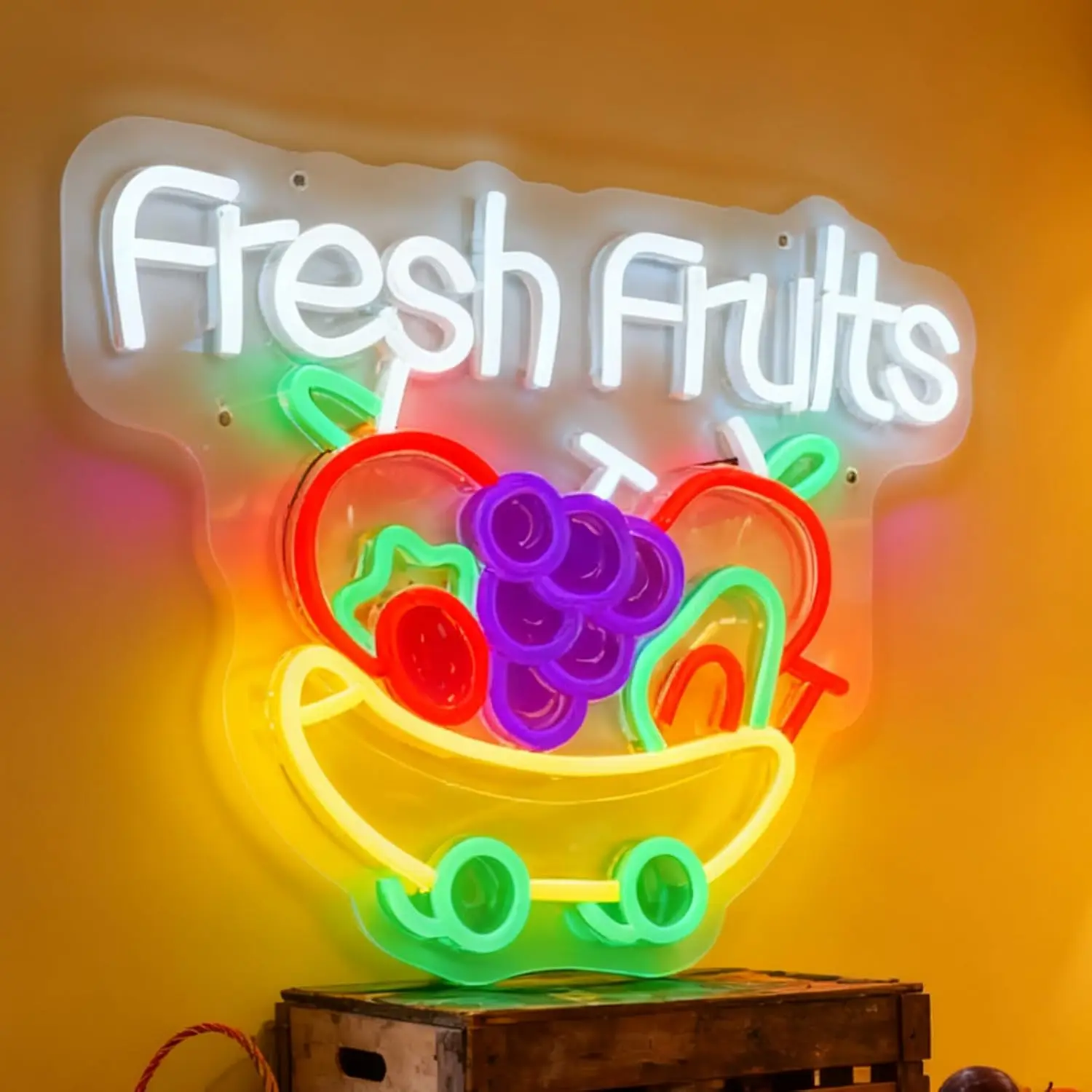 Fresh Fruits LED Neon Sign Fruit Shop Advertisement Board USB Powered Neon Light Business Decorations Art Wall Light
Fresh Fruits LED Neon Sign Fruit Shop Advertisement Board USB Powered Neon Light Business Decorations Art Wall Light